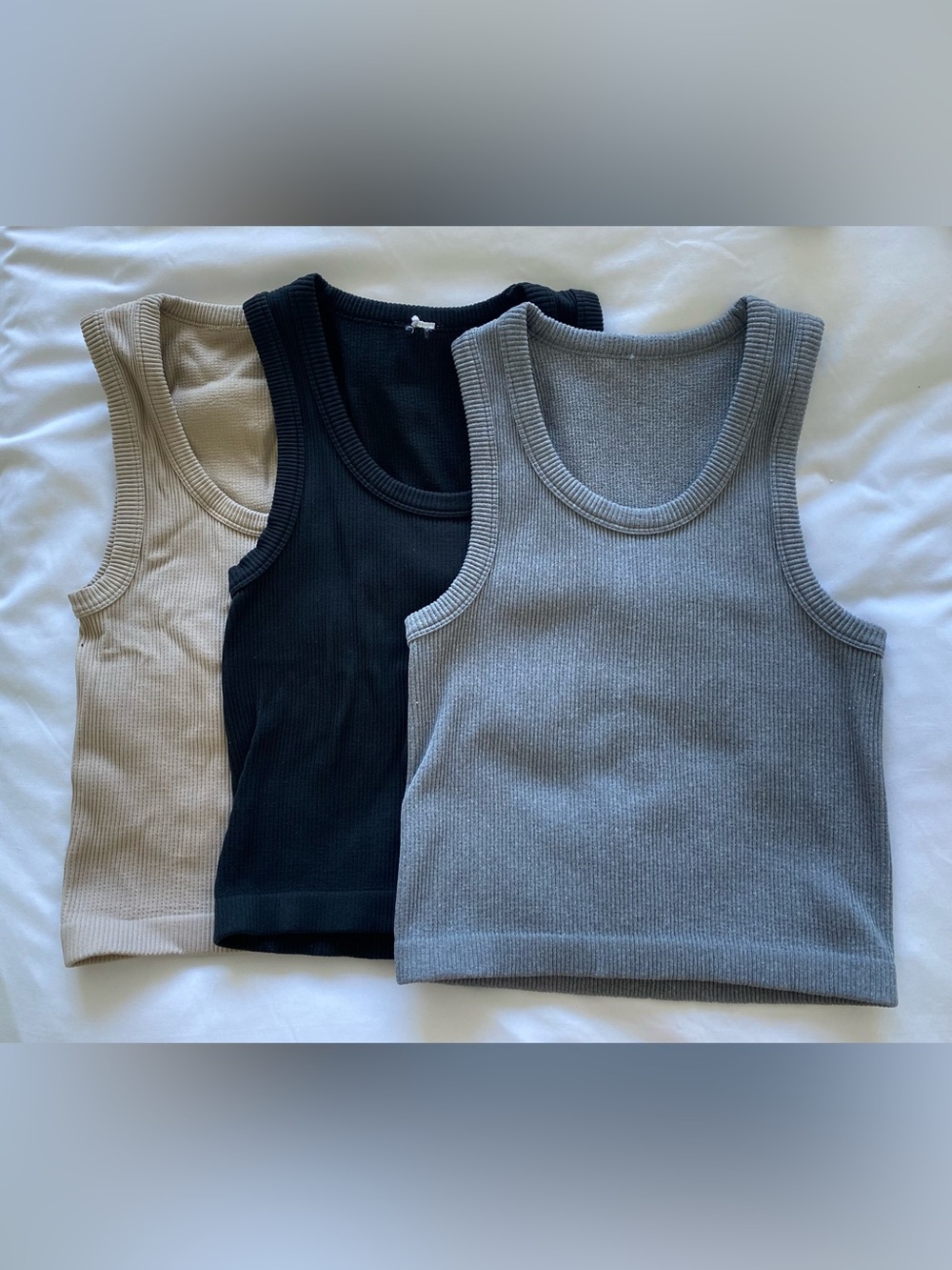Ribbed Tank Top (3 pack)- Gray, Black, Tan